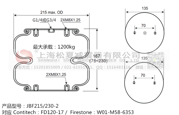 JBF215/230-2橡膠<a href='http://www.huichaozhifu.com/' target='_blank'><u>空氣彈簧</u></a>