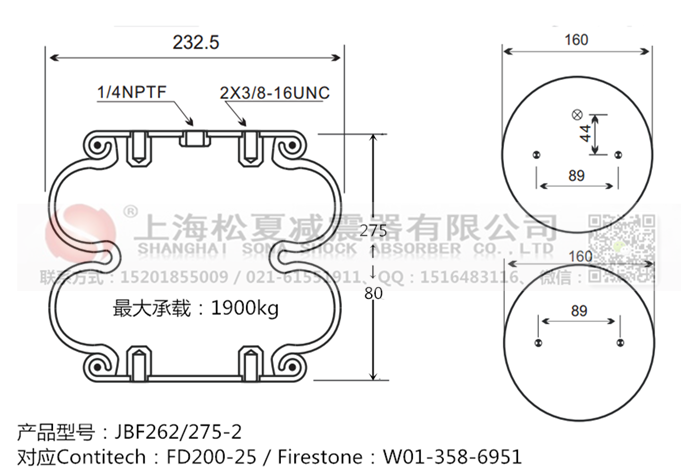 JBF262/275-2橡膠<a href='http://www.huichaozhifu.com/' target='_blank'><u>空氣彈簧</u></a>