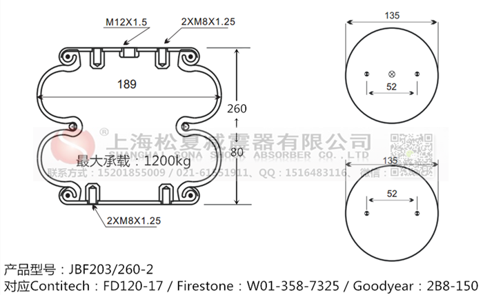 JBF203/260-2橡膠<a href='http://www.huichaozhifu.com/' target='_blank'><u>空氣彈簧</u></a>